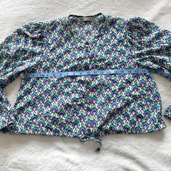 Zara Blue and Purple Pattern Blouse - Picture 6 of 6